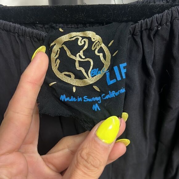 Planet Blue Black Long Sleeve Crop Top - Off Shoulder Size Medium LIKE NEW - Picture 2 of 4